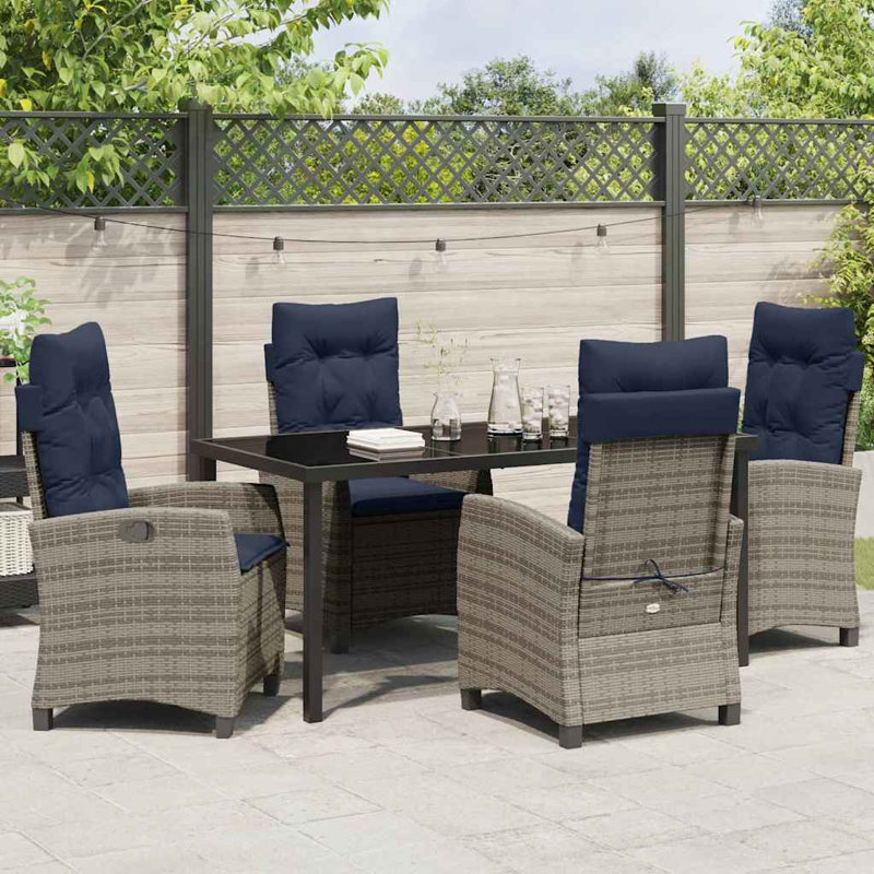 4 - Person Patio Dining Set with Rectangular Table, 73cm H x 160cm W x 80cm D