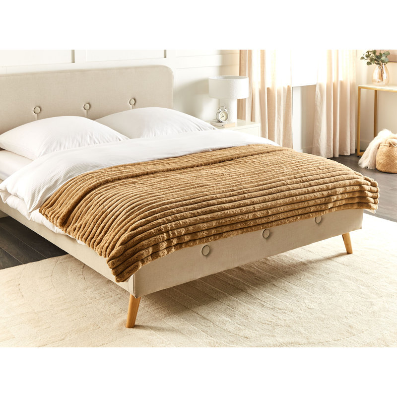 RAKYA Polyester Striped Bedspread, Light Brown