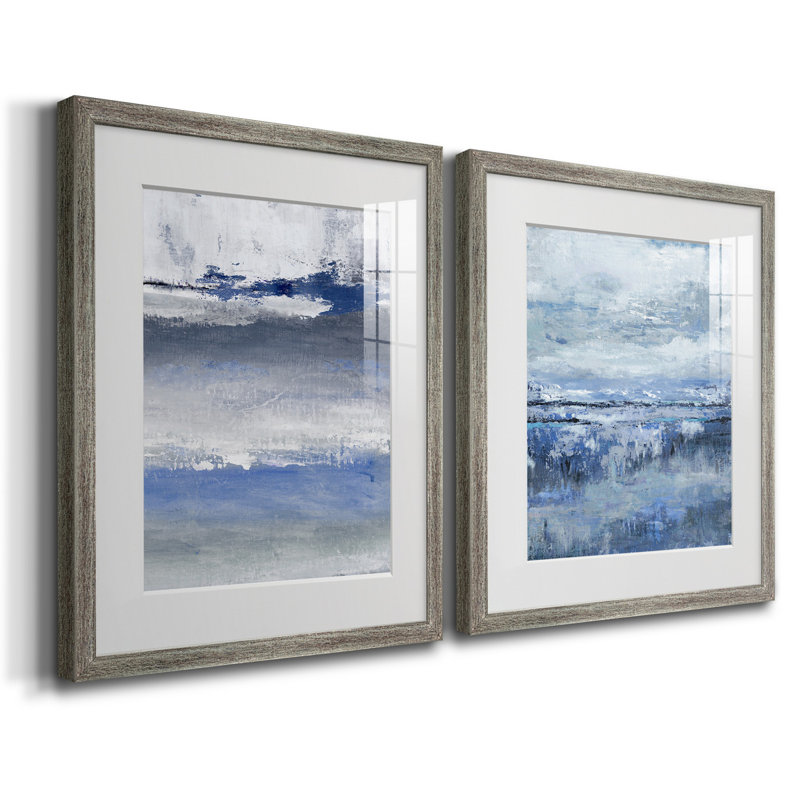 «Soft Solace Indigo», reproduction encadrée de qualité supérieure - prête à être accrochée