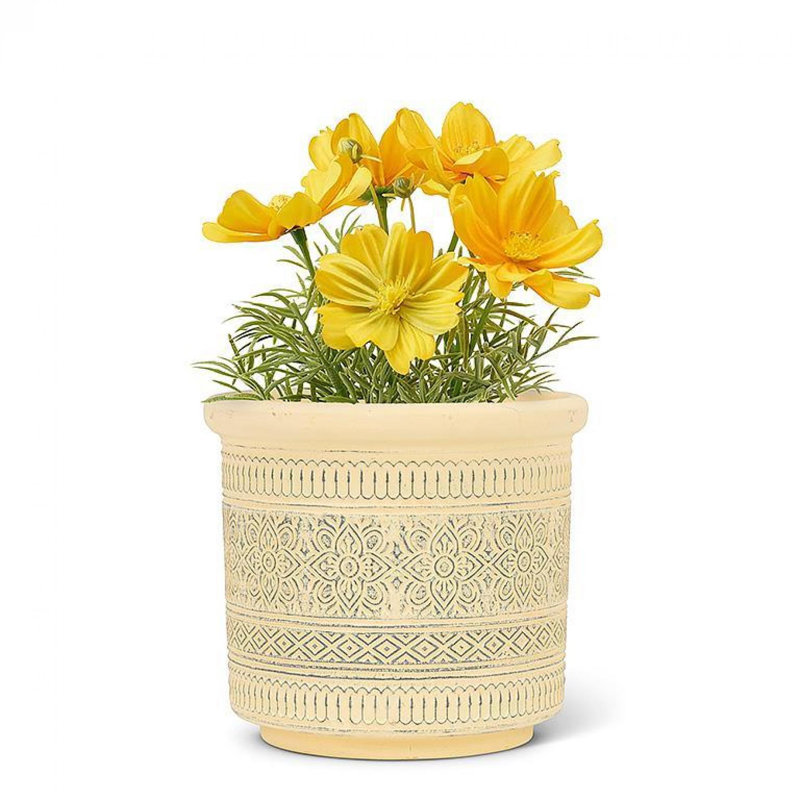 Boîte à fleurs jaune à bande gaufrée