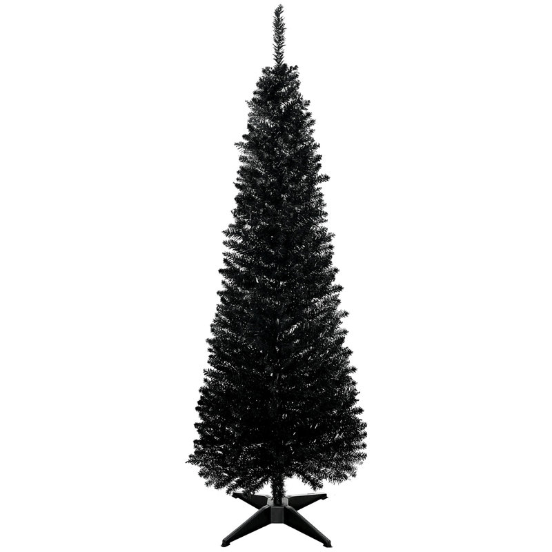 Arbre de Noël artificiel à forme allongée 5 pi avec 294 pointes de branches réalistes et support en plastique HOMcom