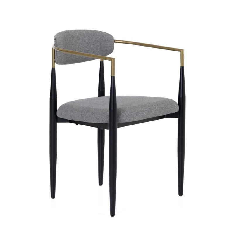 Ayliana Fabric Arm Chair Dining Chair, Medium Gray
