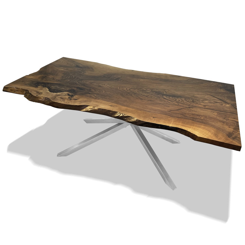 Walnut Metal Base Dining Table, H75 x L244 x W122cm