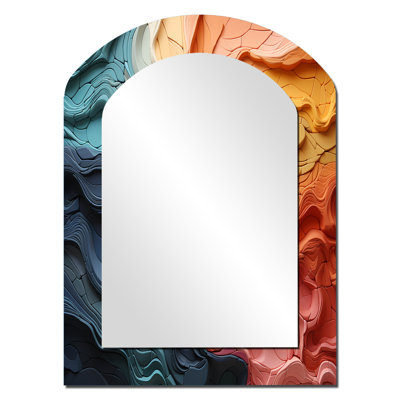 Biomorphism Organic Forms IV - Biomorphism Arch Mirror, Modern Asymmetrical Unique Wall Mirror, Printed Metal Art