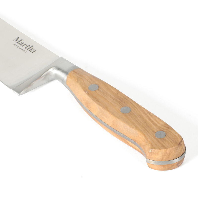 Ensemble de couteaux de cuisine en acier inoxydable allemand Martha Stewart 15 pièces avec poignée forgée en bois d'olivier italien