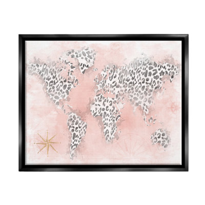Glam Cheetah Animal Continent Shapes Map par Natalie Carpentieri - impression