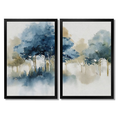 Bleu et gris, istanbul campagne, impression d'art sur toile campagne bleue, 2 pièces