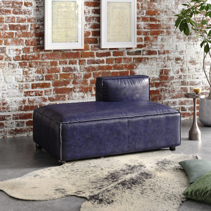 Méridienne Quamine, Vintage Blue Genuine Leather