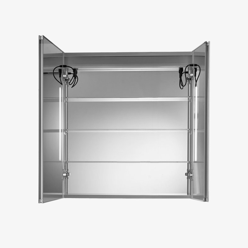 Pharmacie à DEL - Armoire à miroir lumineuse encastrée ou à fixation en surface avec désembueur, luminosité réglable, fermeture en douceur, tablettes de rangement - organisateur de salle de bain moderne