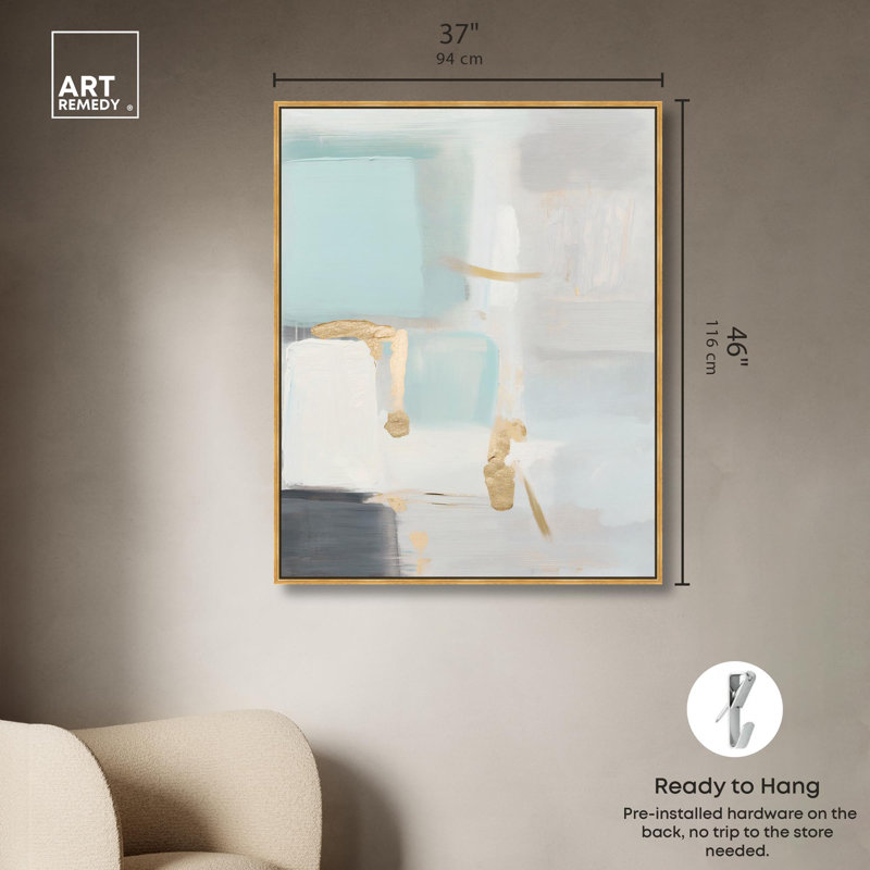 «Pale Radiance I Canvas Moody Abstracts» par Art Remedy, Cadre flottant doré, H 46 po x l 37 po