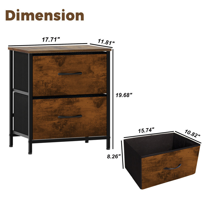 Grandison 2 Drawer Storage Drawer, Brown/Black