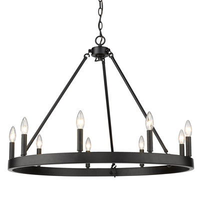 Emmalynn 9-Light Dimmable Wagon Wheel Chandelier