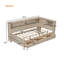 Lit de jour simple en bois avec tablettes de rangement et 3 tiroirs, lait blanc antique