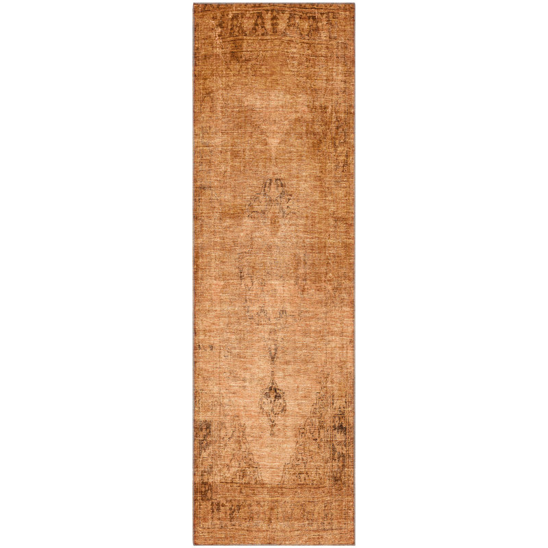 Premium Machine Washable Kiyondrea Copper Rug, Runner 2'3" x 7'6"