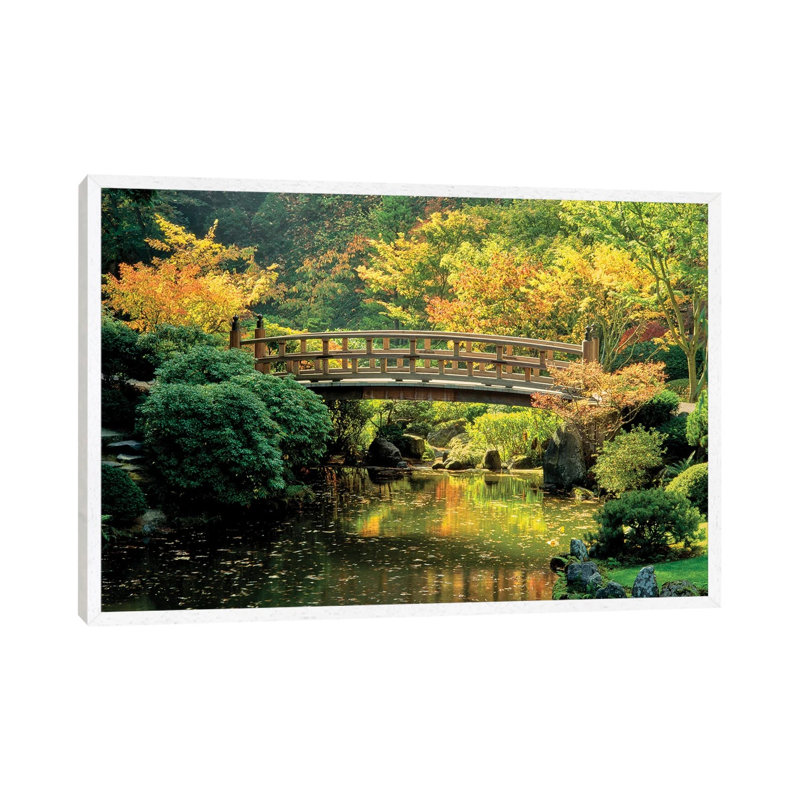 "Autumn At The Moon Bridge", Japanese Garden, Portland, Oregon, USA by Panoramic Images - Floater Frame Gallery-Wrapped Canvas Giclée on Canvas