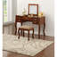 Meuble-lavabo de chambre à coucher avec tabouret rembourré, finition cerisier, design élégant, matériau de contreplaqué cerisier essentiel, miroir ouvert,-250234923