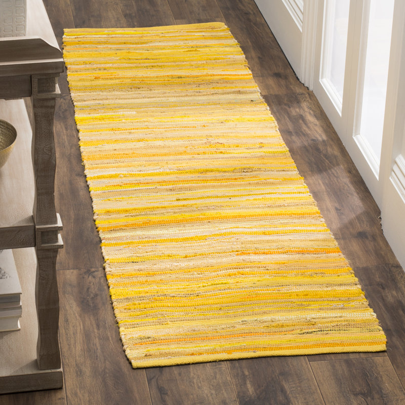 Caldina Hand Woven Cotton Striped Rug, Runner 2'3" x 8'