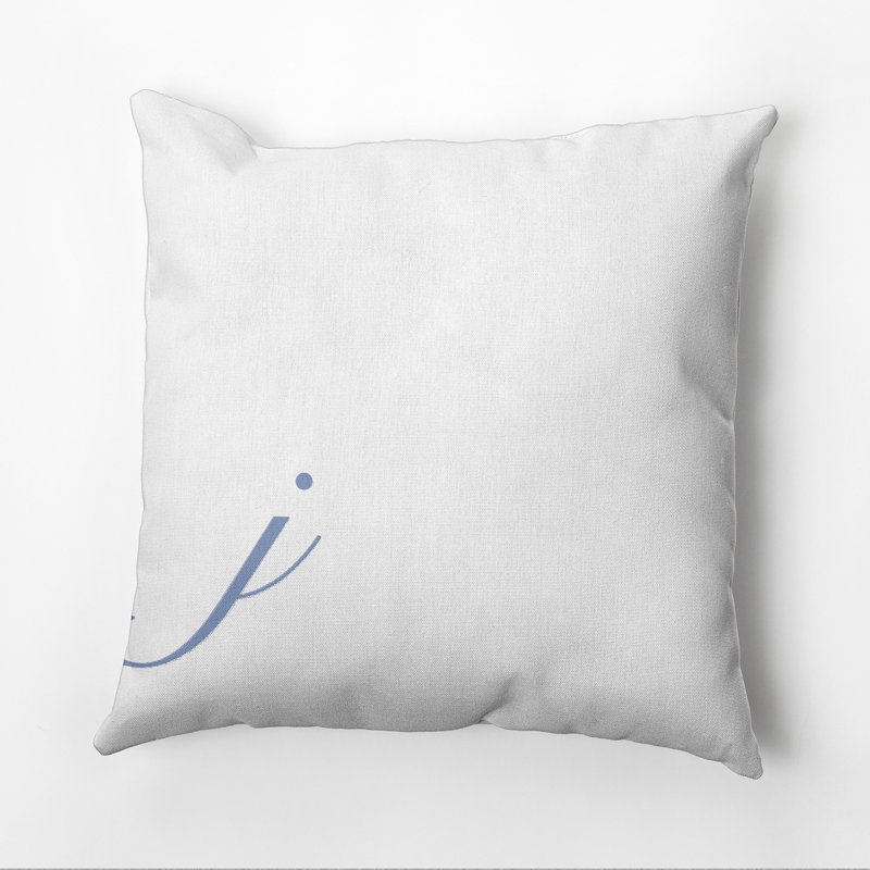 Monogram Design Collection Reversible Throw Pillow, 16"x16", Blue, J