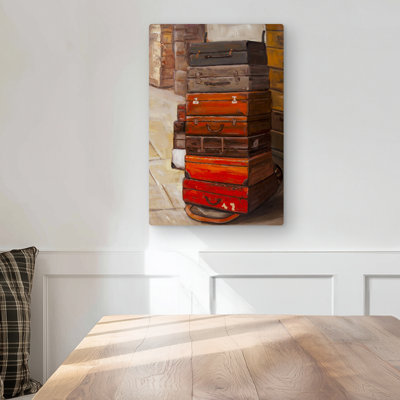 Old Traveling Suitcases - Livingroom Still Life Metal Print