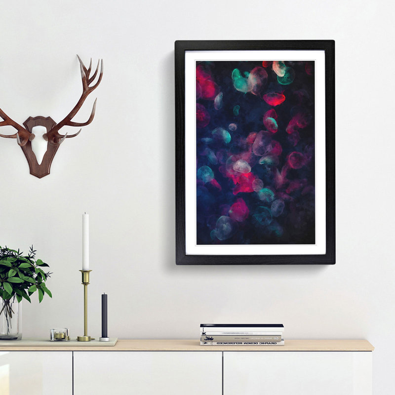 Many Jellyfish - Picture Frame Painting Print, 87cm H x 62cm W x 2cm D, Black Framed