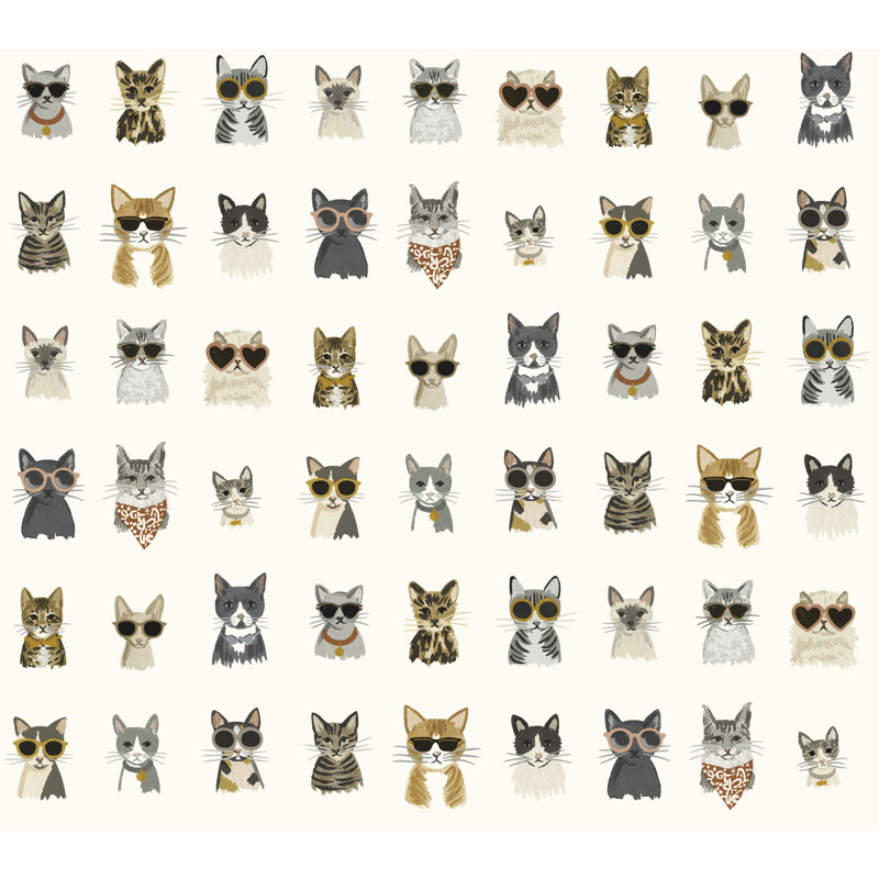 Cool Cats Peel & Stick Wallpaper Roll, Grey/Gold