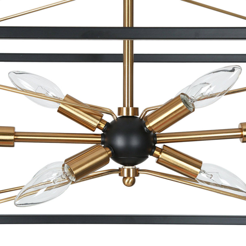 8-Light Modern Lantern Square Sputnik Metal Chandelier