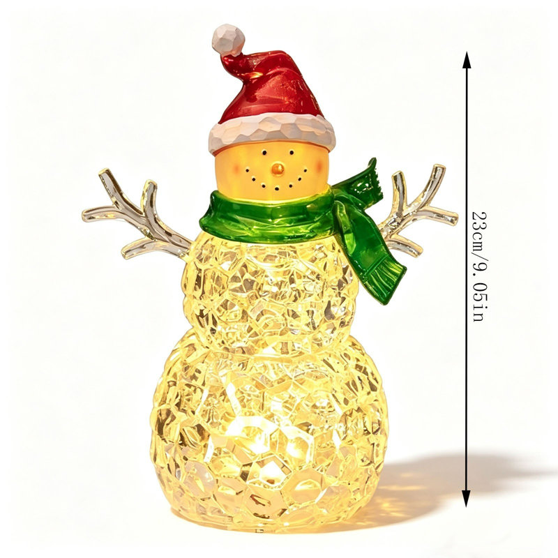 Figurine de bonhomme de neige en acrylique avec chapeau de père Noël