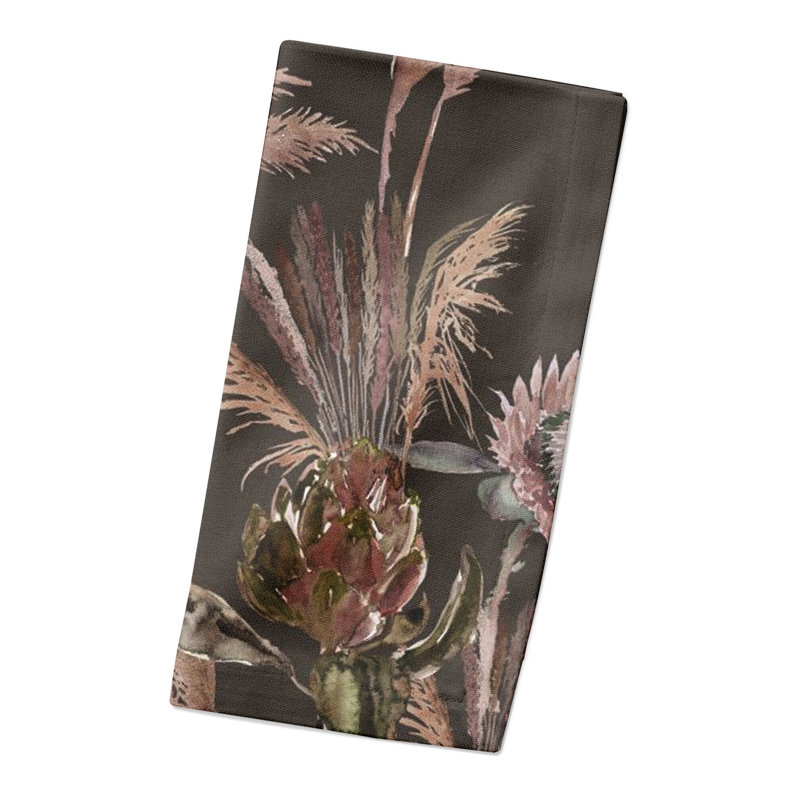 Floral Rectangle Napkin, Charcoal