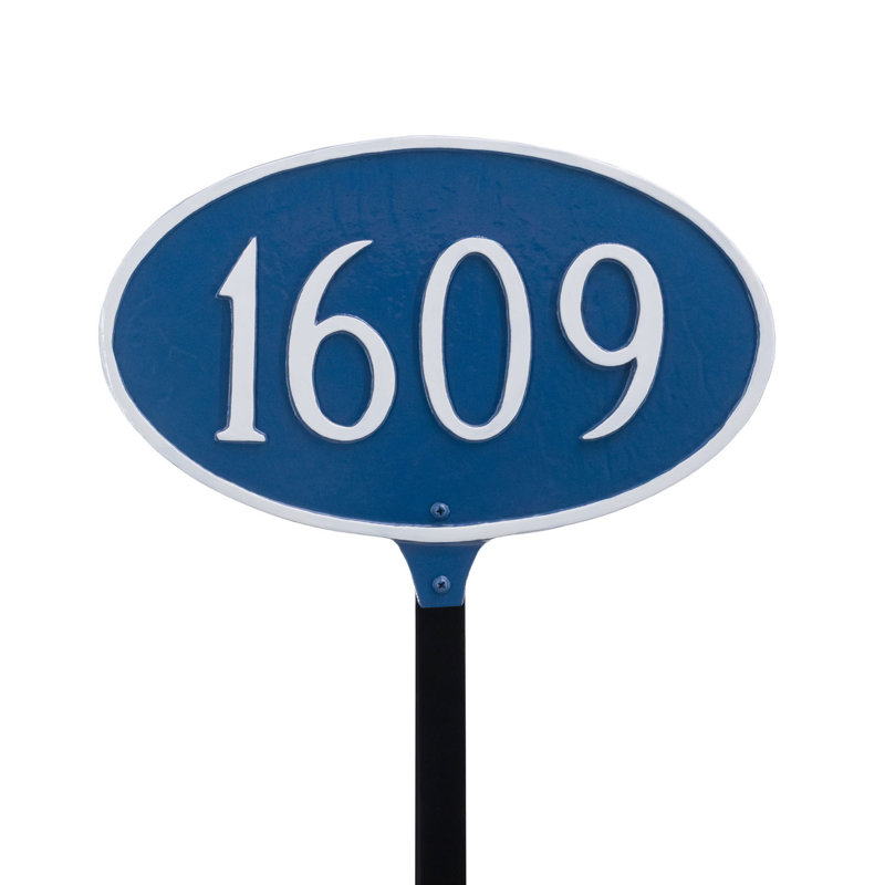 Plaque d'adresse pour pelouse sur 1 ligne, Blanc / Doré