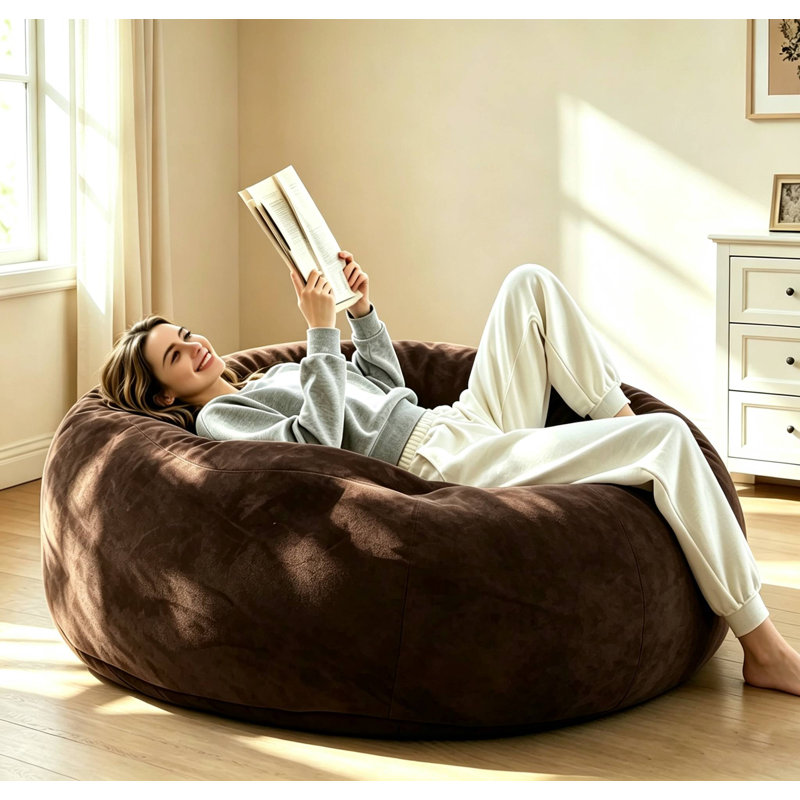 Pouf et chaise longue de 1,80 m avec rembourrage, Brun