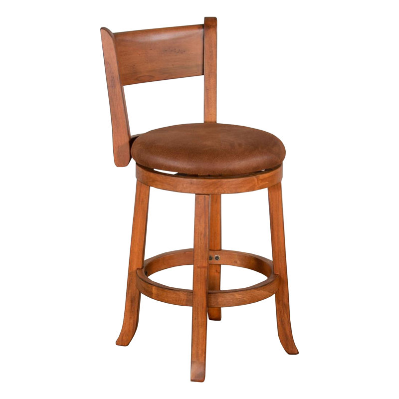 Ensemble de 2 chaises pivotantes Marv, similicuir brun, bois