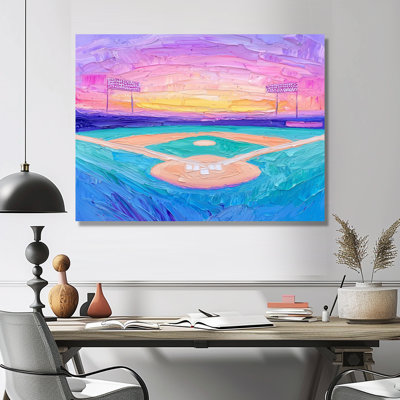 Baseball Field At Sunrise I - Sports, décoration murale en métal, impression de baseball sport