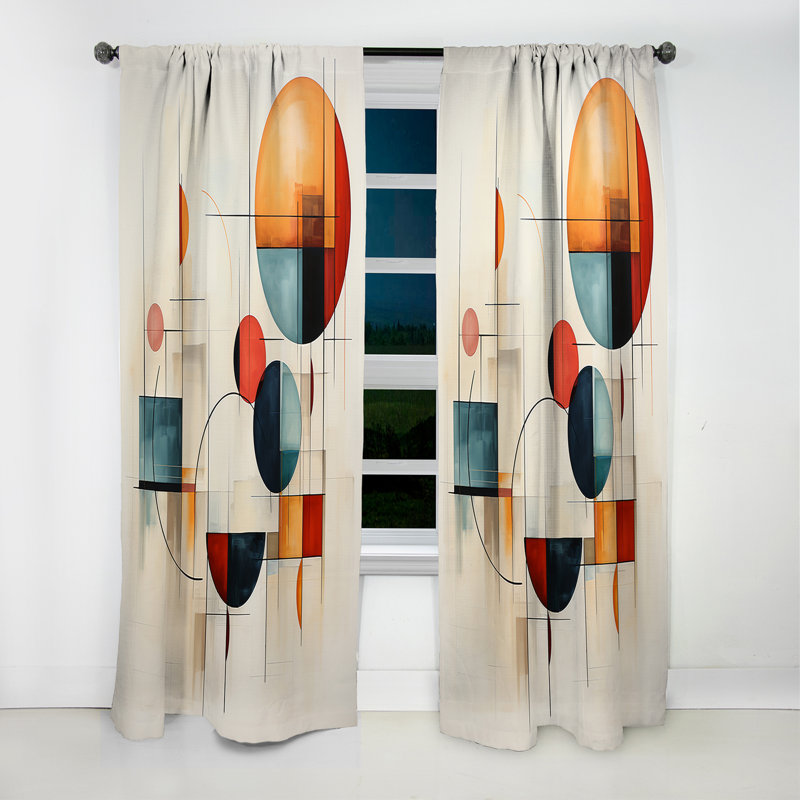 Colourful Mid Century Geometry Patchwork IV - Minimalism Abstract Blackout Curtain - 1 Panels, L 52 po x L 90 po