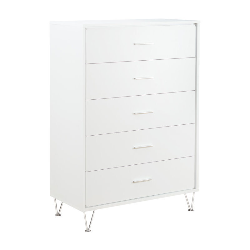 Commode 5 tiroirs Lochner, Blanc