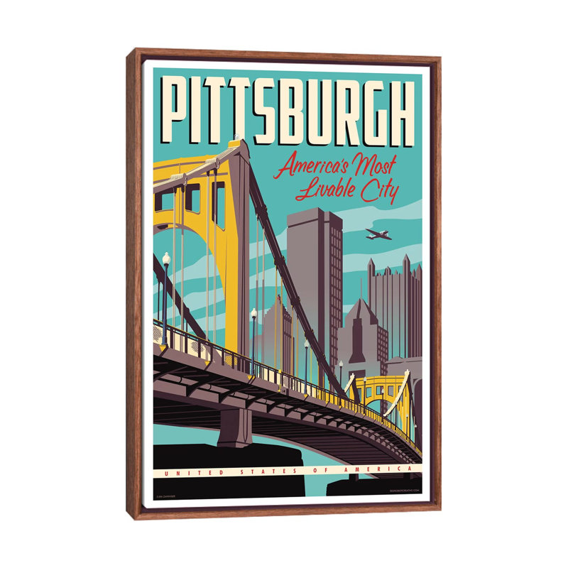 « Pittsburgh most Livable City Travel » par Jim Zahniser-impression d’art graphique, Classic Wood Framed, Pas de tapis