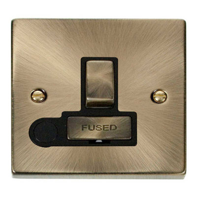 Antique Brass 13A Fused Ingot Connection Unit Switched With Flex