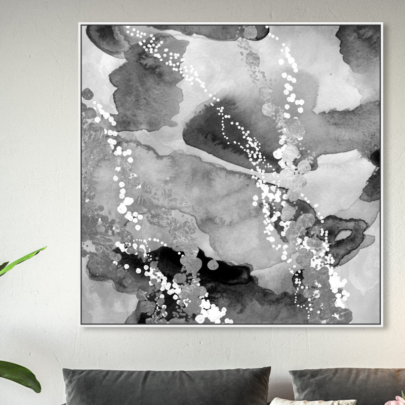 «Abstract Even More Love Silver», reproduction d'art graphique sur toile, Cadre blanc, H 12 po x l 12 po x P 1,5 po