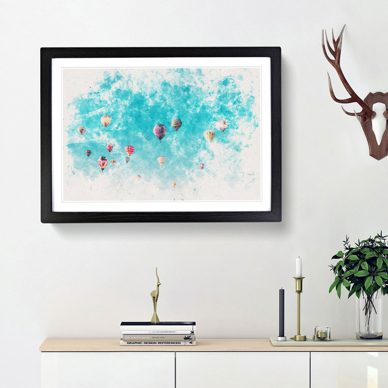Going up in a Hot Air Balloon - Framed Print, Black Framed, 36cm H x 48cm W x 2cm D