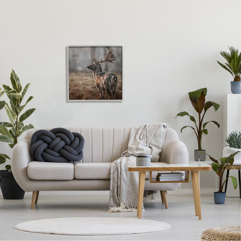 «Moose In Woodland» par LSR Design Studio, Estampe numérique Farmhouse, H 24 po x l 24 po x P 1,5 po