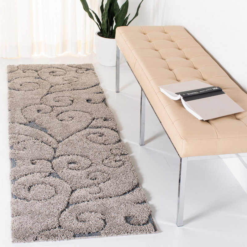 Amza Area Rug, Runner 2'3" x 17', Gray/Light Blue