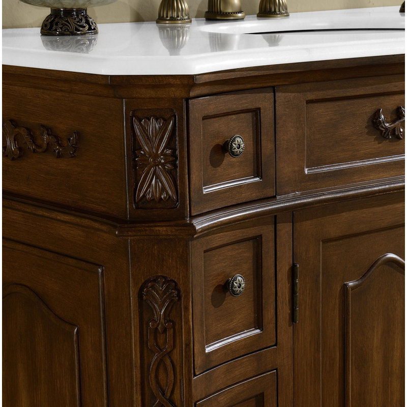 Ensemble de meuble-lavabo simple 42 po Burnet, Teck, Blanc pur