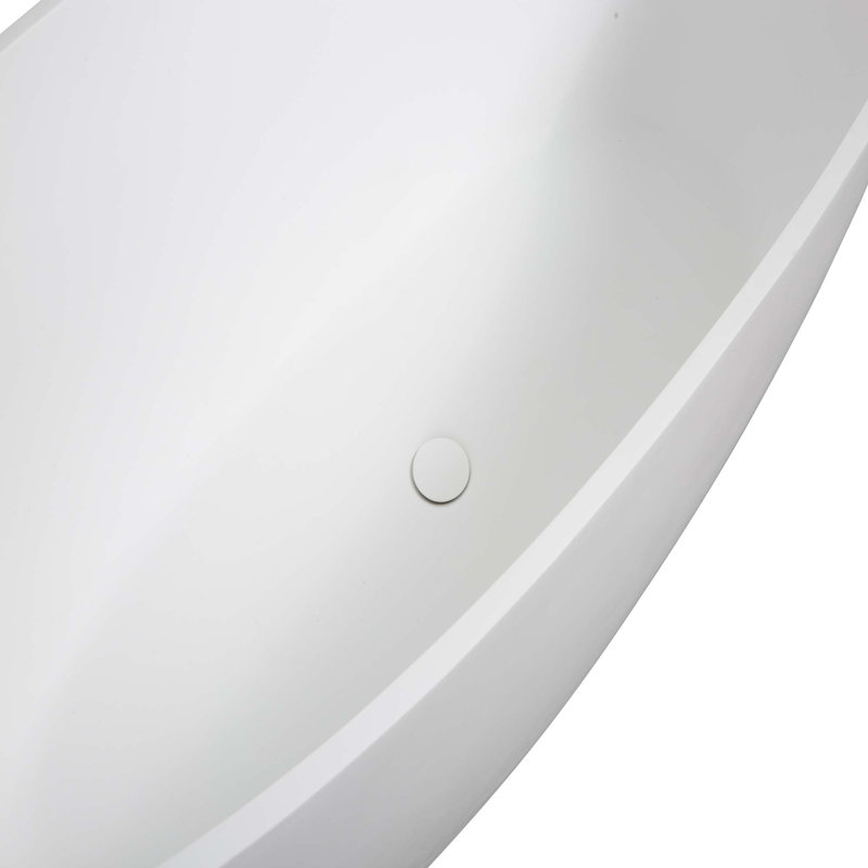 65" Freestanding Solid Surface Bathtub, Luxury Handcrafted Stone Resin Freestanding Soaking Bathtub With Overflow And Pop-Up Drain
