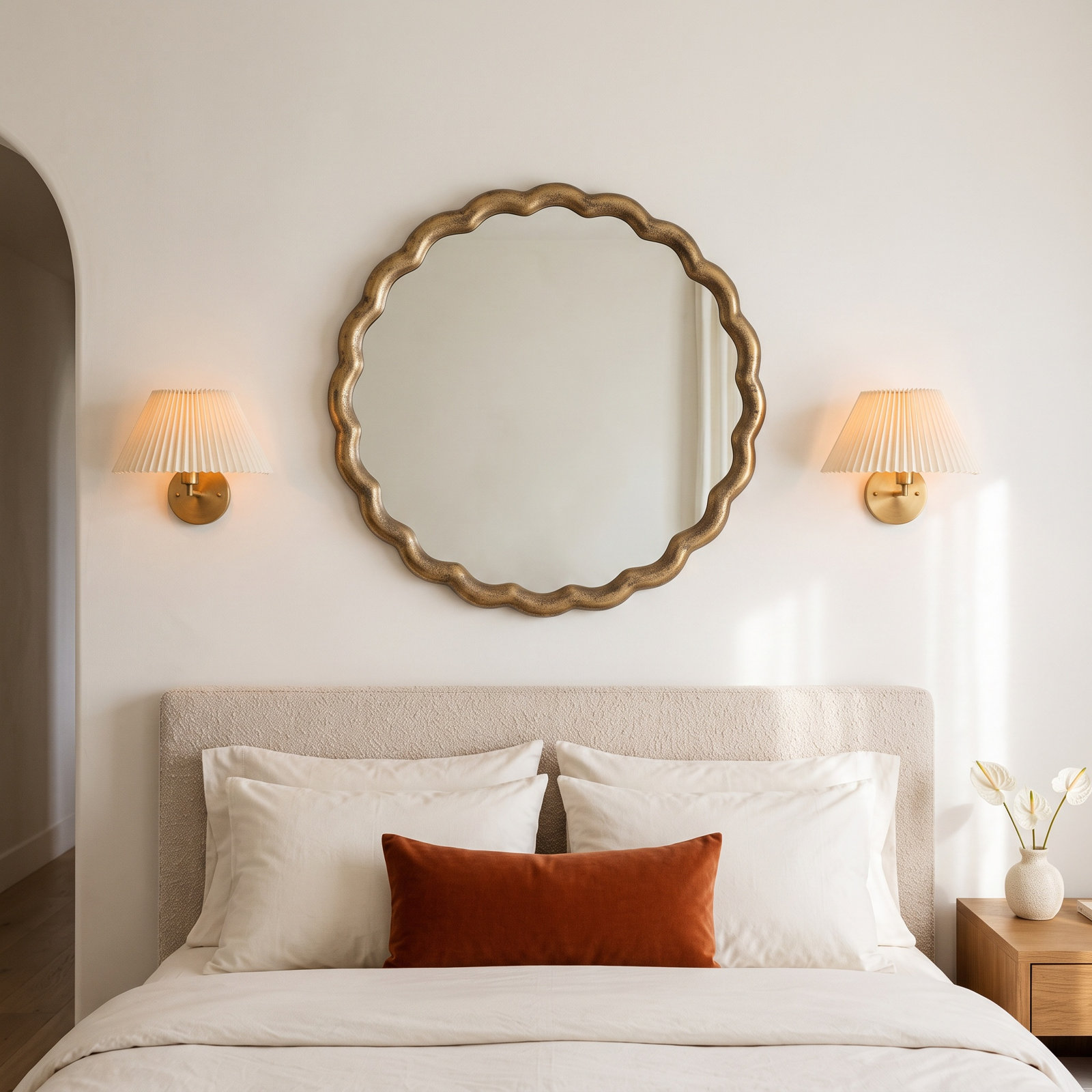 Aluminum Wave Mirror Medium, 27" x 27", Gold