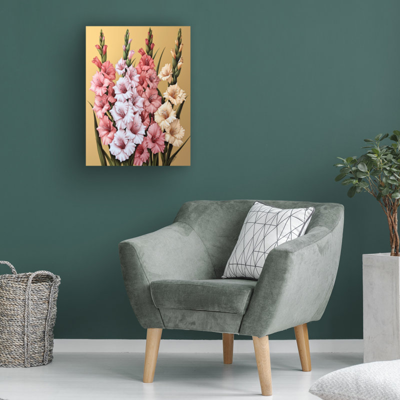 Art sur toile, bolognaise, rose et jaune, H 14 po x l 19 po