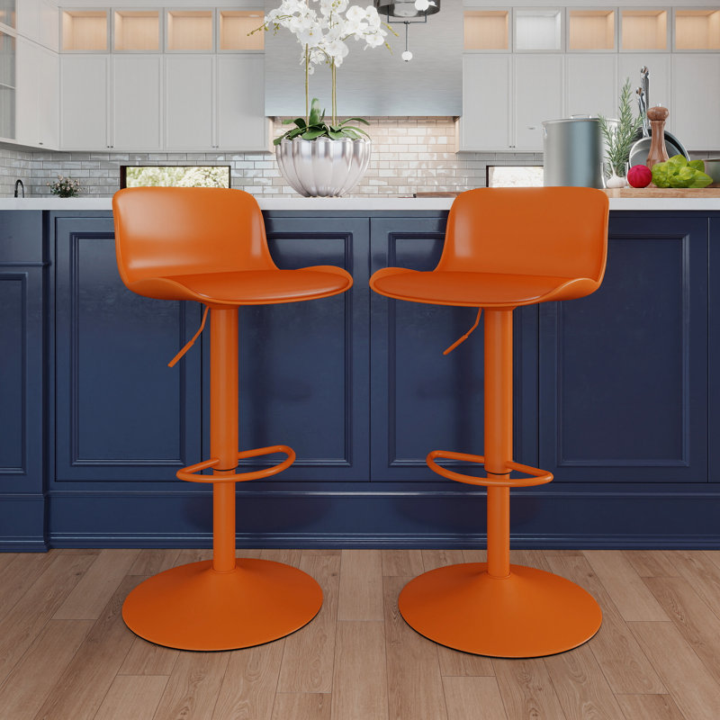 Alabama Swivel Adjustable Height Bar Stool, Orange
