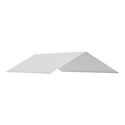 Toile de remplacement pour abri d'auto 10 x 20 pi, toile pour abri de tente de garage, robuste et imperméable et protégée contre les rayons UV, facile à installer avec un support à billes à 40 boules (seulement le couvercle supérieur, cadre non inclus), blanc