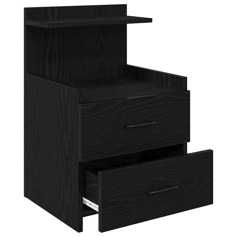 Bedside Cabinet With 2 Drawers 40X36.5X62 Cm, 1, Black