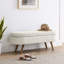 Banc de rangement ovale beige avec pieds en bois d'hévéa fiables - ajoute une touche de classe
