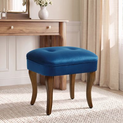 18.5" Upholstered Vanity Stool with Solid Wood Legs