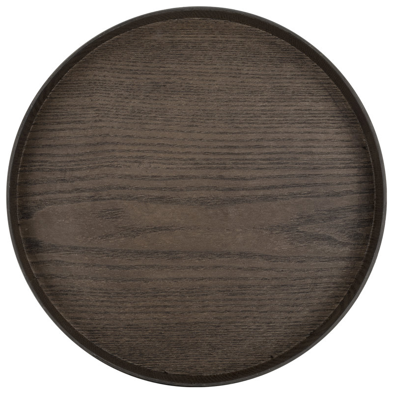 Plateau décoratif rond en faux bois rustique pour comptoir de cuisine, bois flottant gris, paquet de 1, Brun